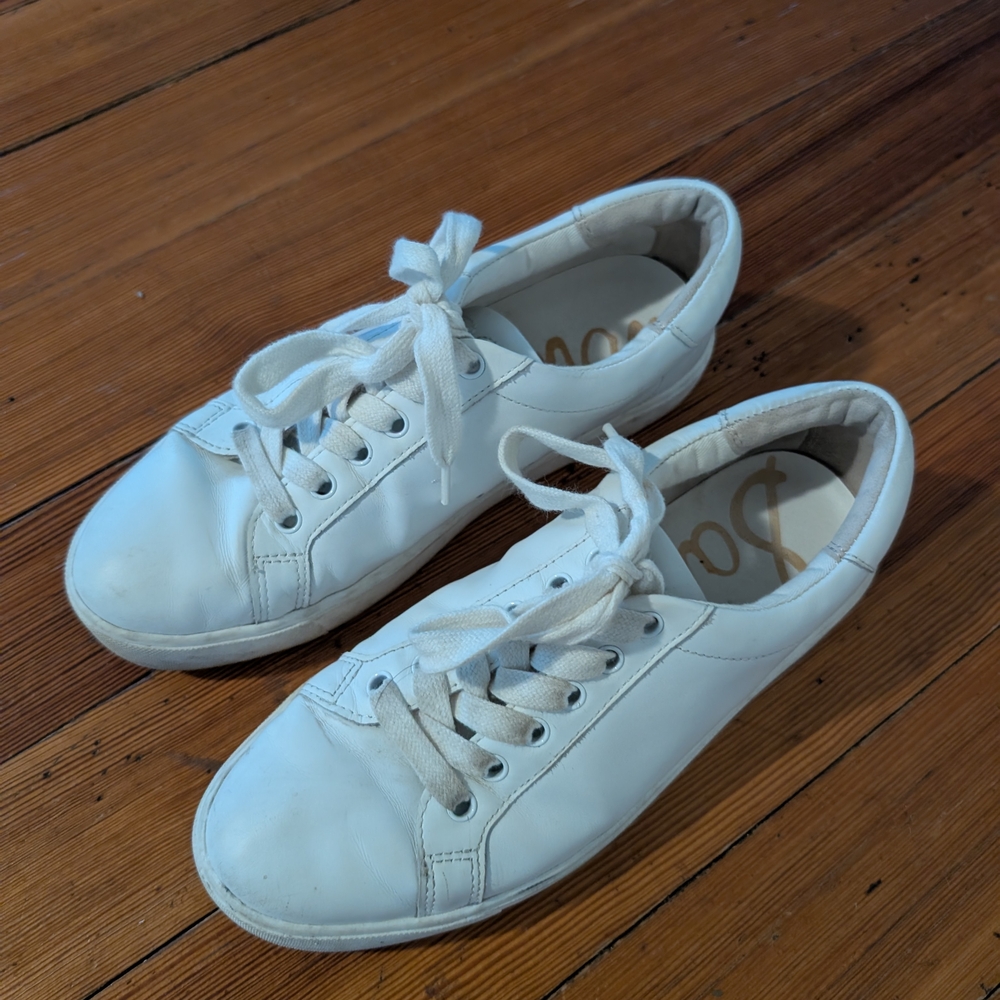 White Lace-Up Sneakers